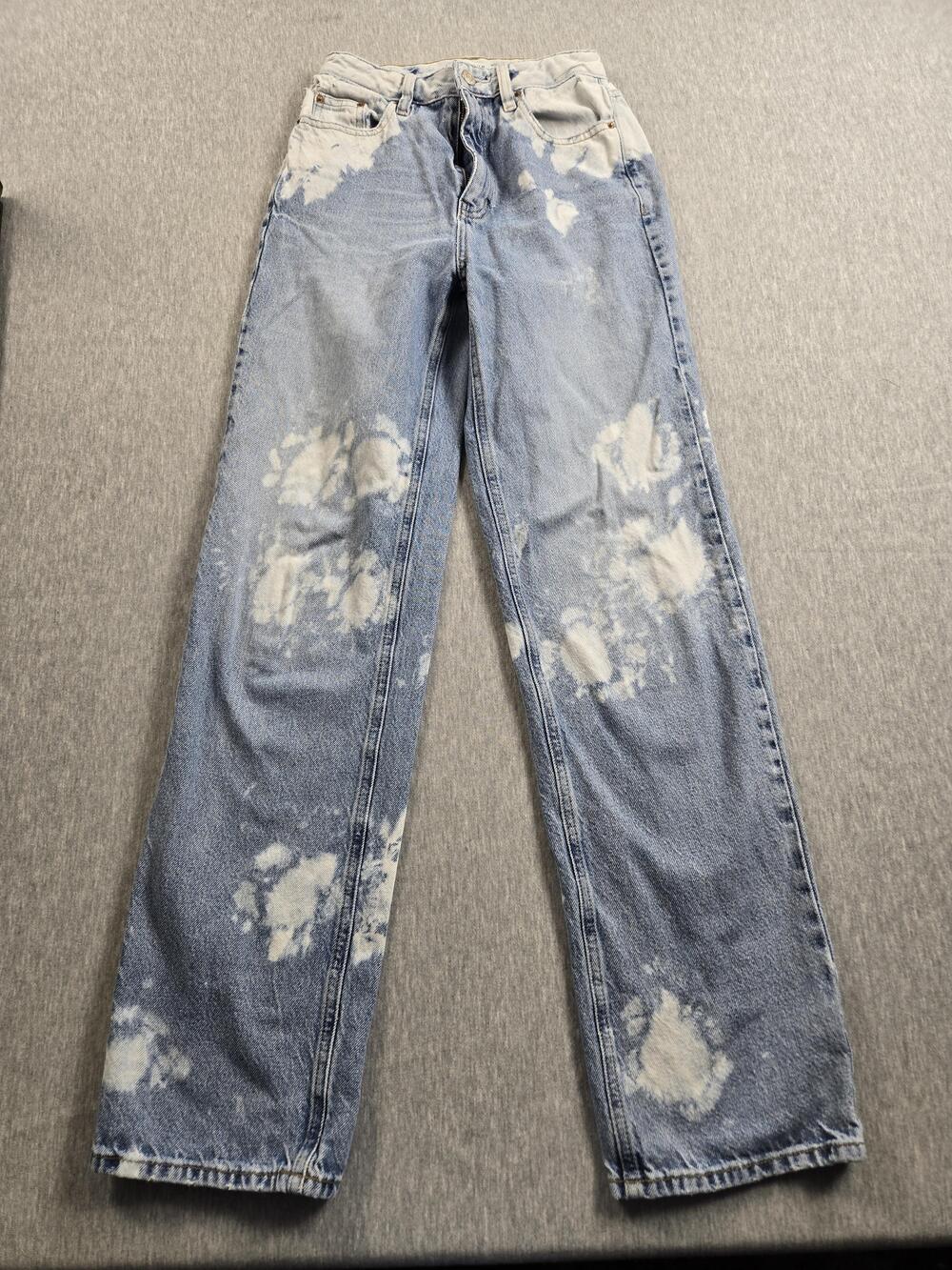 PacSun 90's Boyfriend Jeans Womens 24 Blue Bleach Distressed Straight Leg Denim